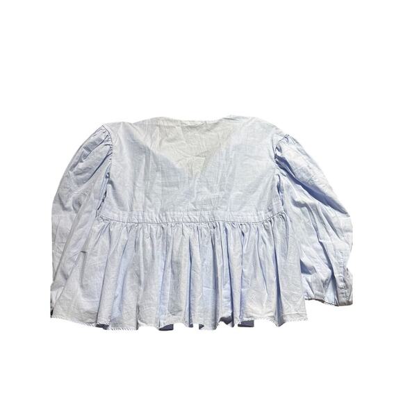 Zara TRF Blue & White Stripe Peplum Blouse – Size M Cottagecore - Picture 6 of 6